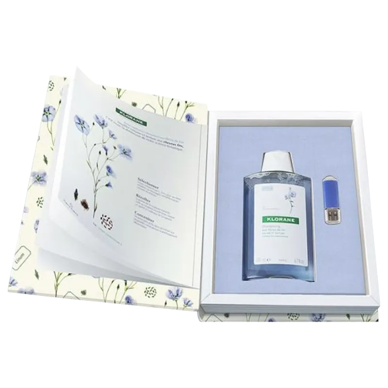 Rigid Book Box with Integrated Booklet for Skincare Kits