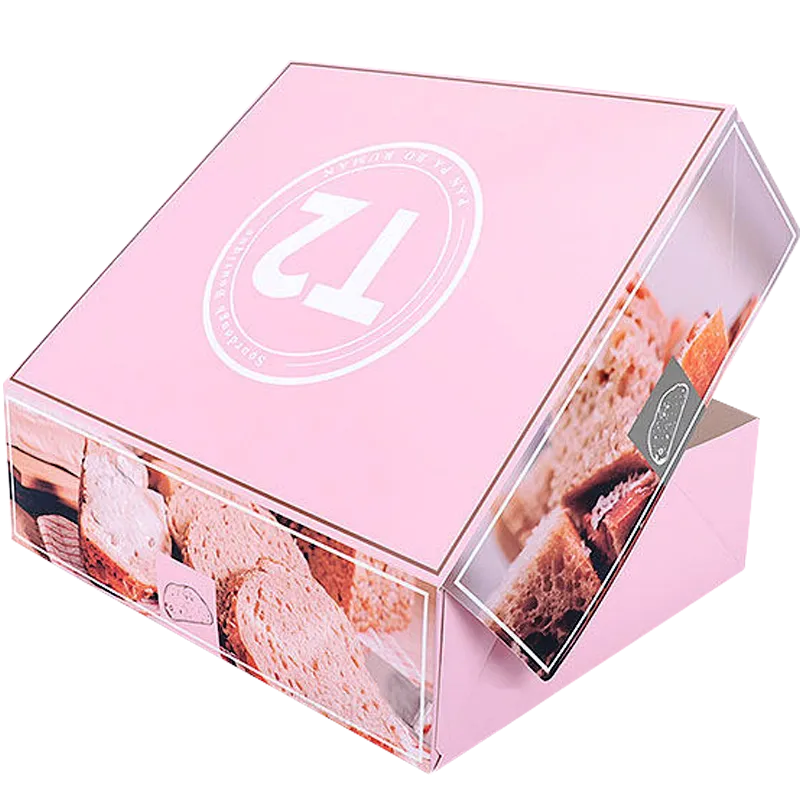 Custom Pink Box with Clear Lid for Artisan Bread