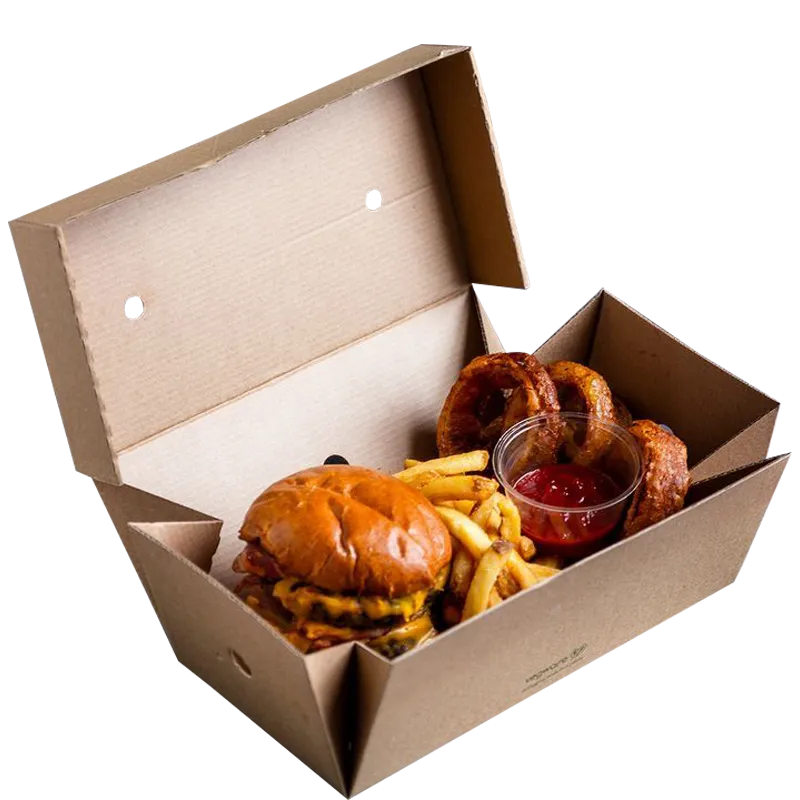 Custom Kraft Clamshell Box with Ventilation Holes