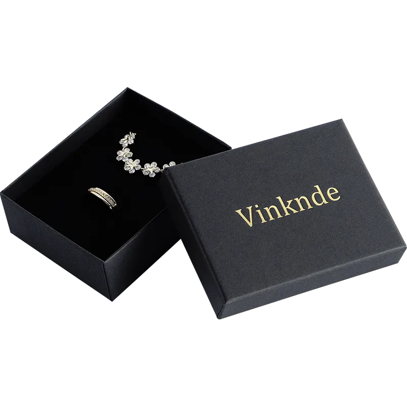 Custom Black Rigid Box for Rings and Earrings