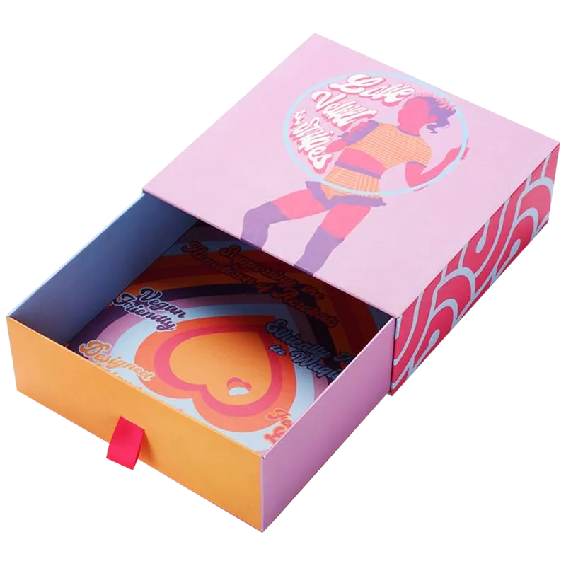 Apparel Pull Ribbon Drawer Box with Custom Interior Print