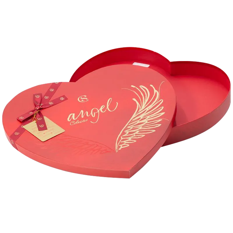 Heart-Shaped Rigid Gift Box with Gold Foil Wing