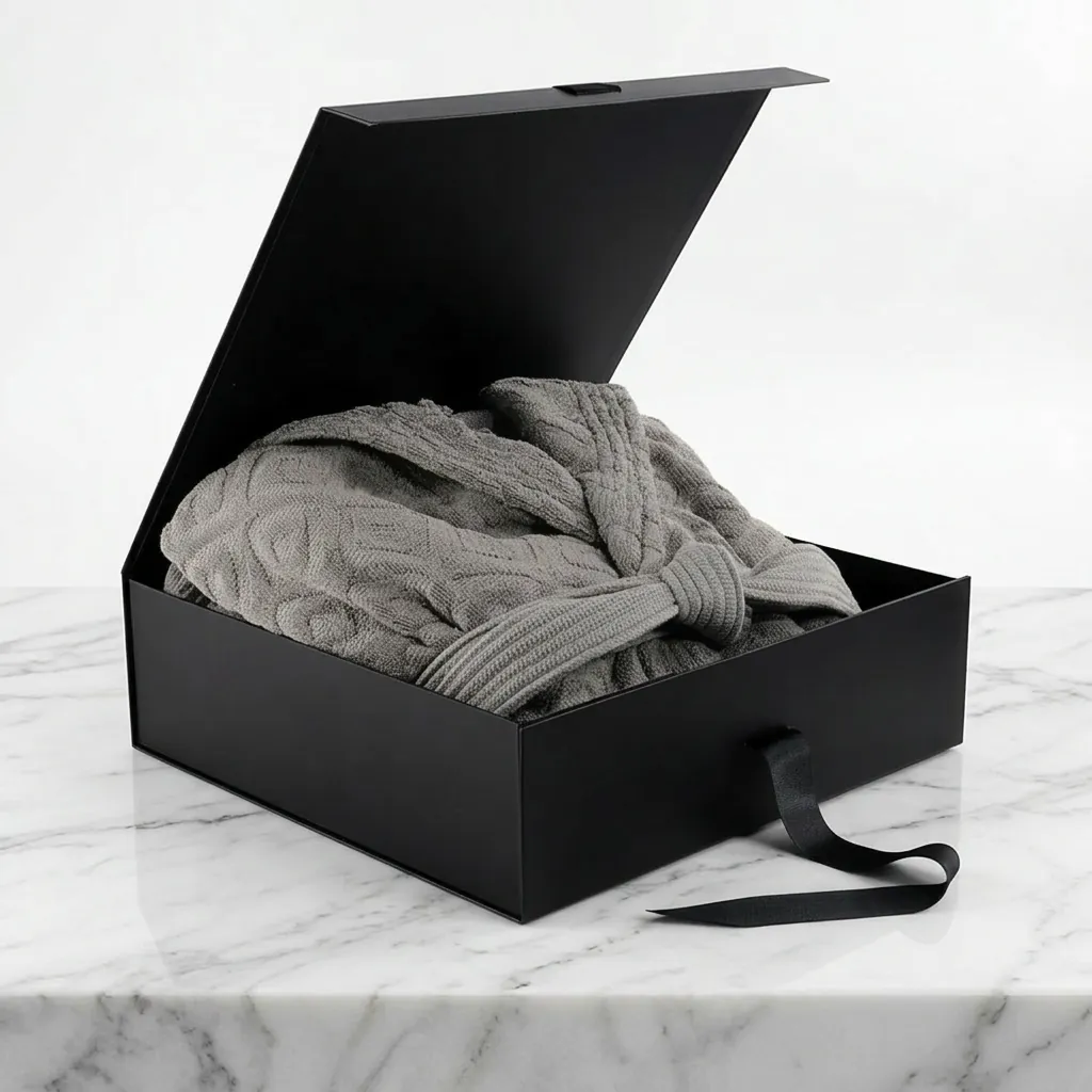 Black Magnetic Ribbon Box for Apparel 1