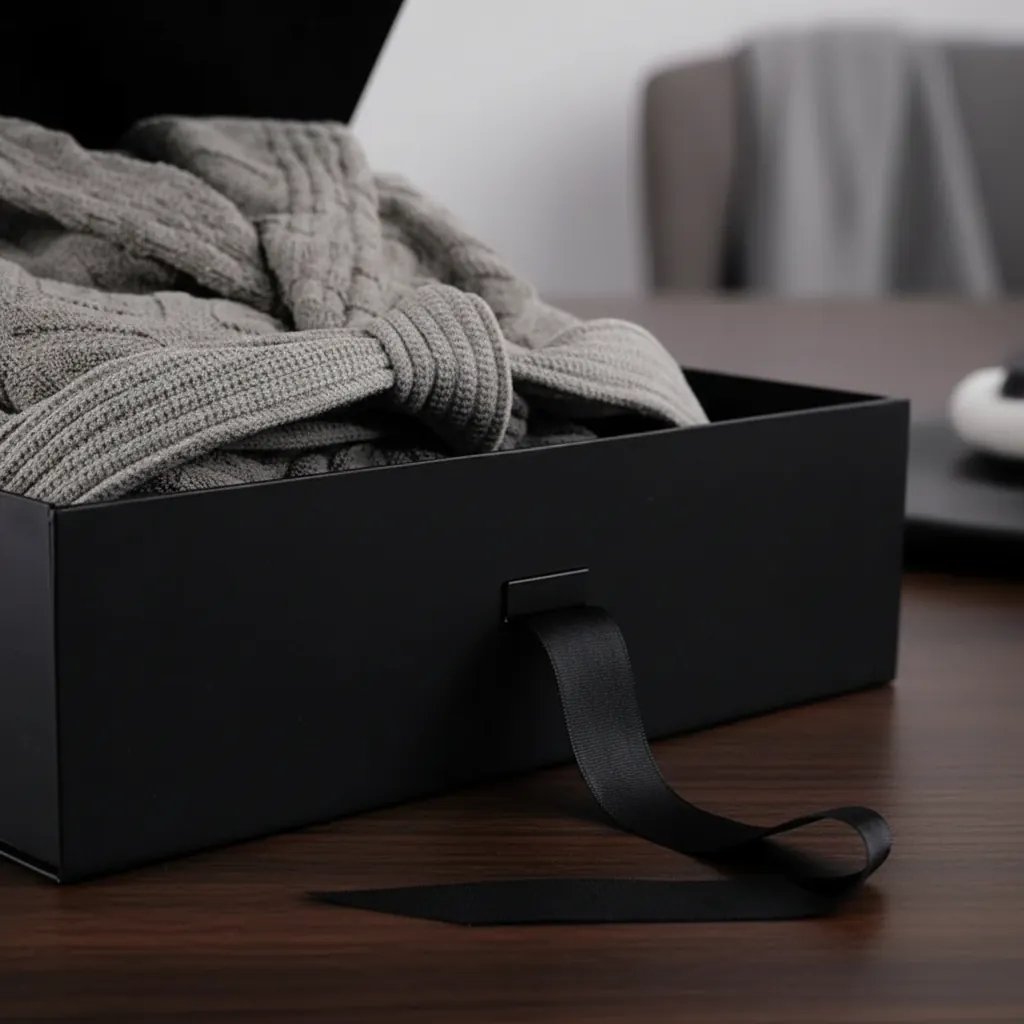 Black Magnetic Ribbon Box for Apparel 2