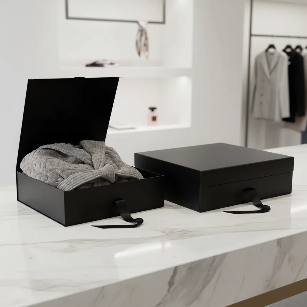 Black Magnetic Ribbon Box for Apparel 3