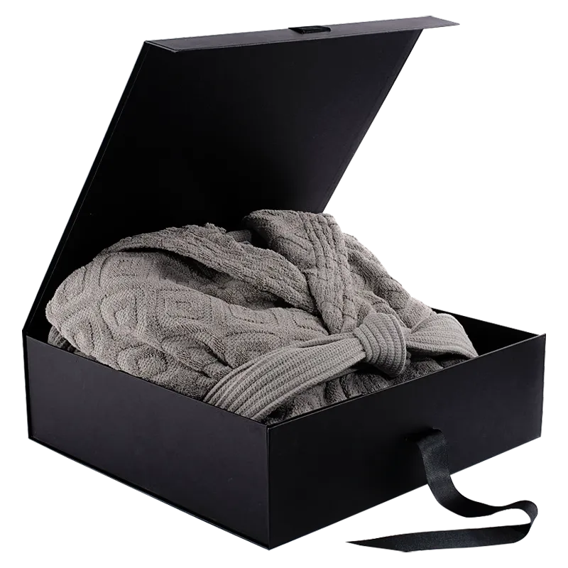 Black Magnetic Ribbon Box for Apparel