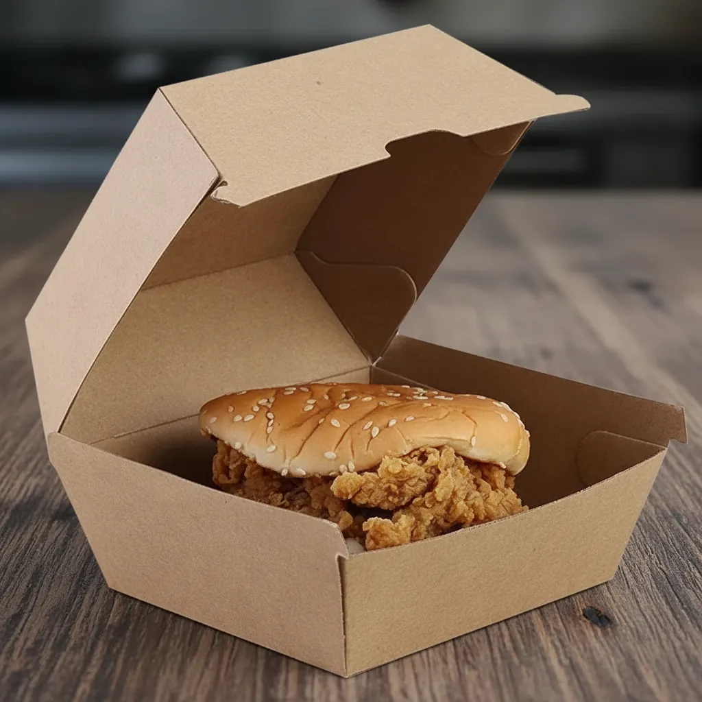 Custom Kraft Clamshell Box for Burgers