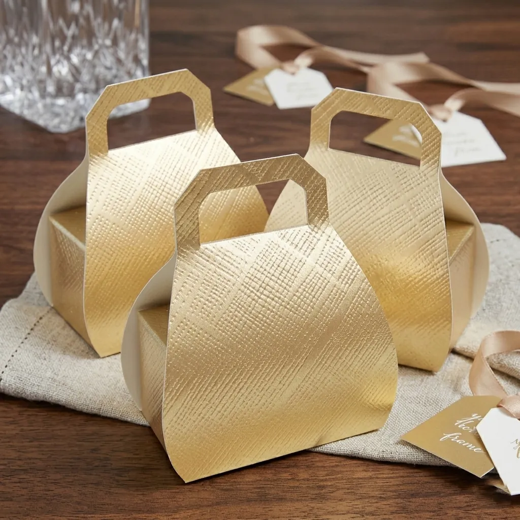 Custom Gold Textured Carrier Box for Gifts 3
