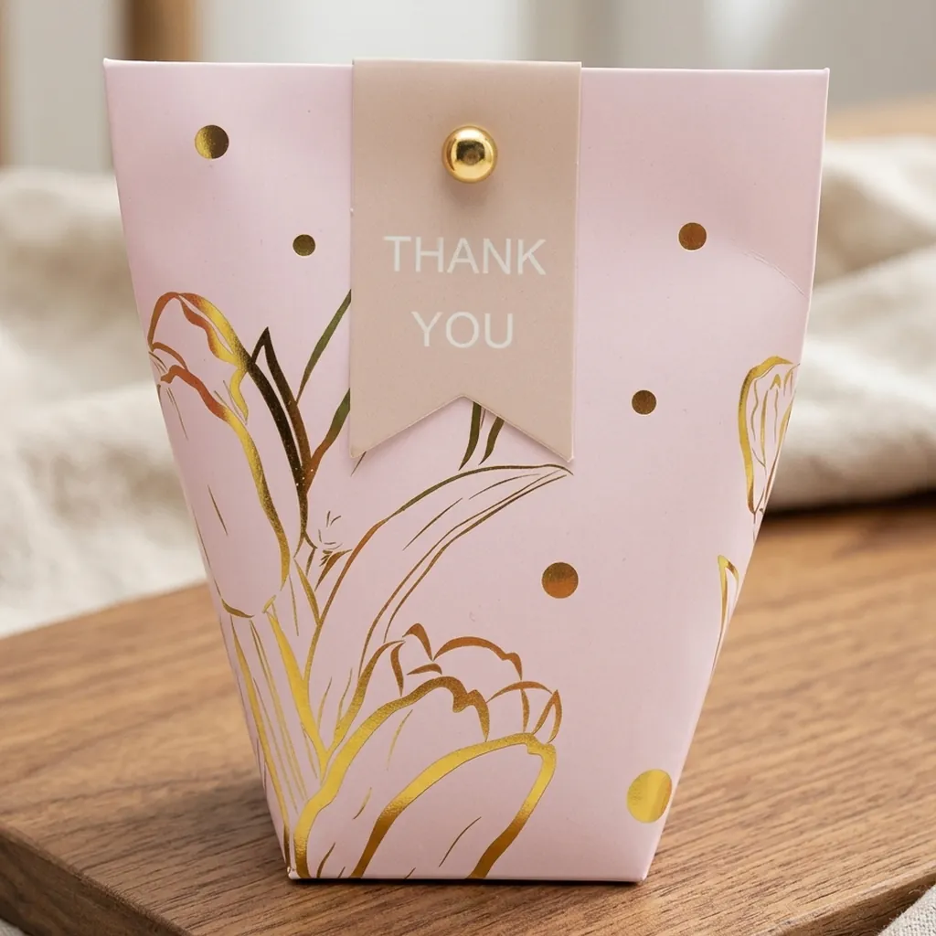 Custom Pink Pouch Box with Ribbon Tie 1