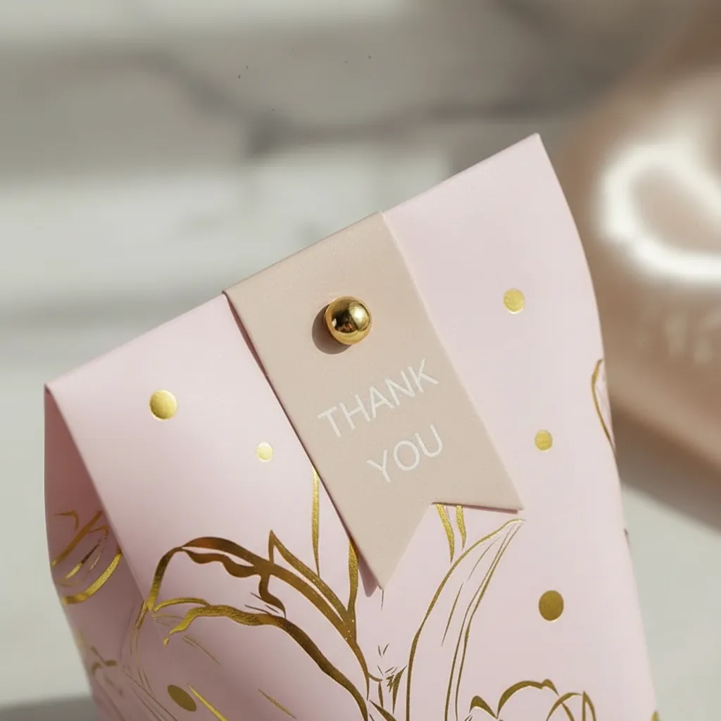 Custom Pink Pouch Box with Ribbon Tie 2