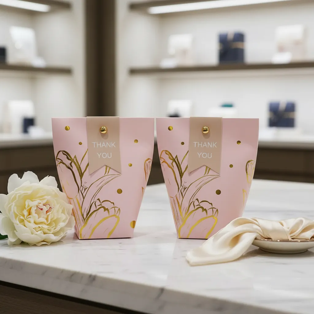 Custom Pink Pouch Box with Ribbon Tie 3