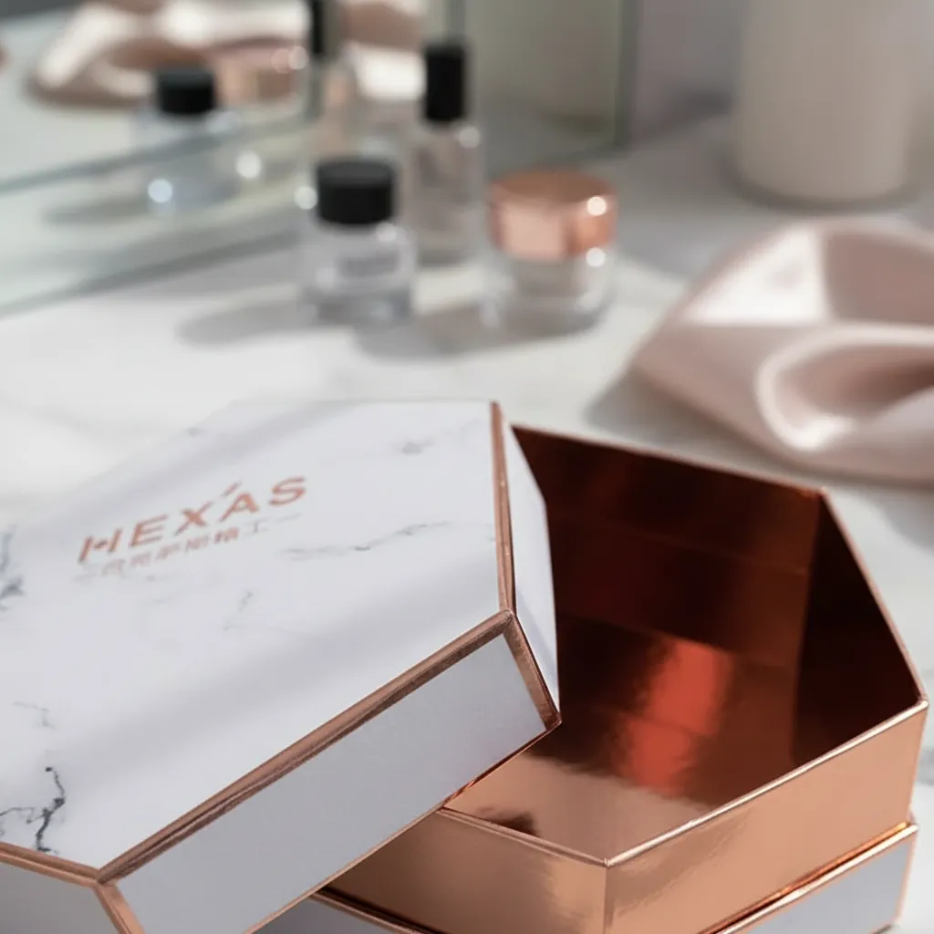 Custom Marble Hexagon Rigid Box for Cosmetics 2