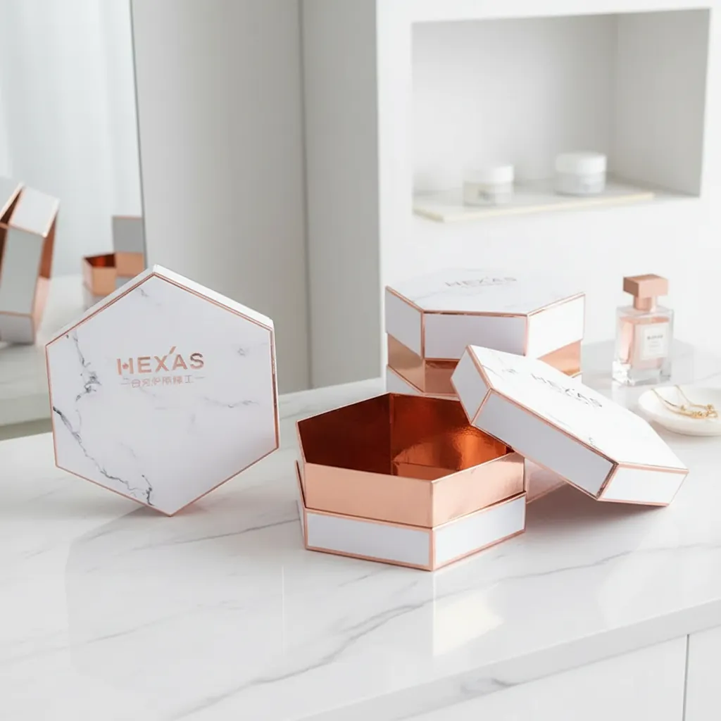 Custom Marble Hexagon Rigid Box for Cosmetics 3