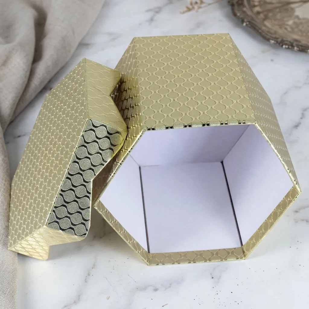 Custom Textured Hexagon Rigid Gift Box