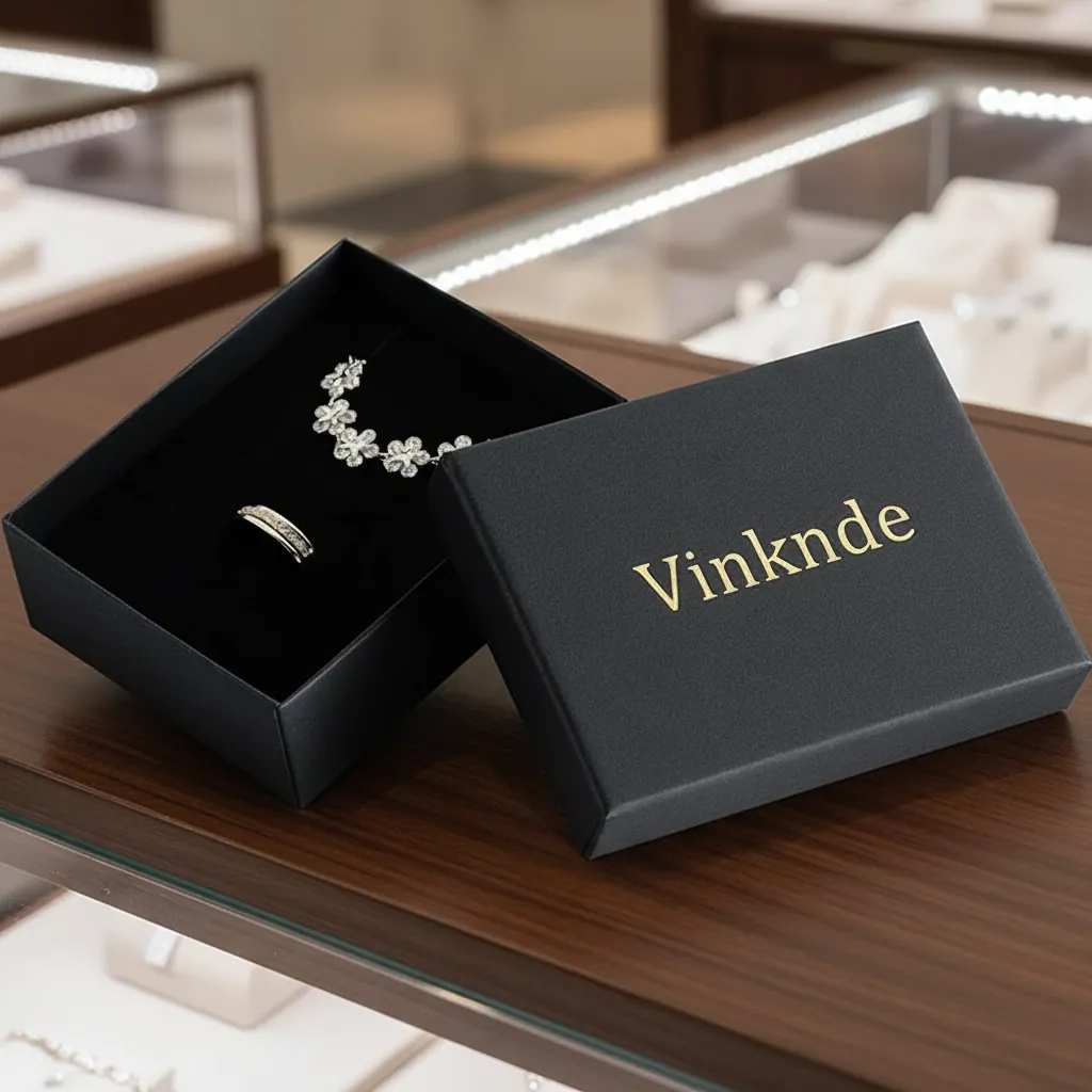 Custom Black Rigid Box for Rings and 1