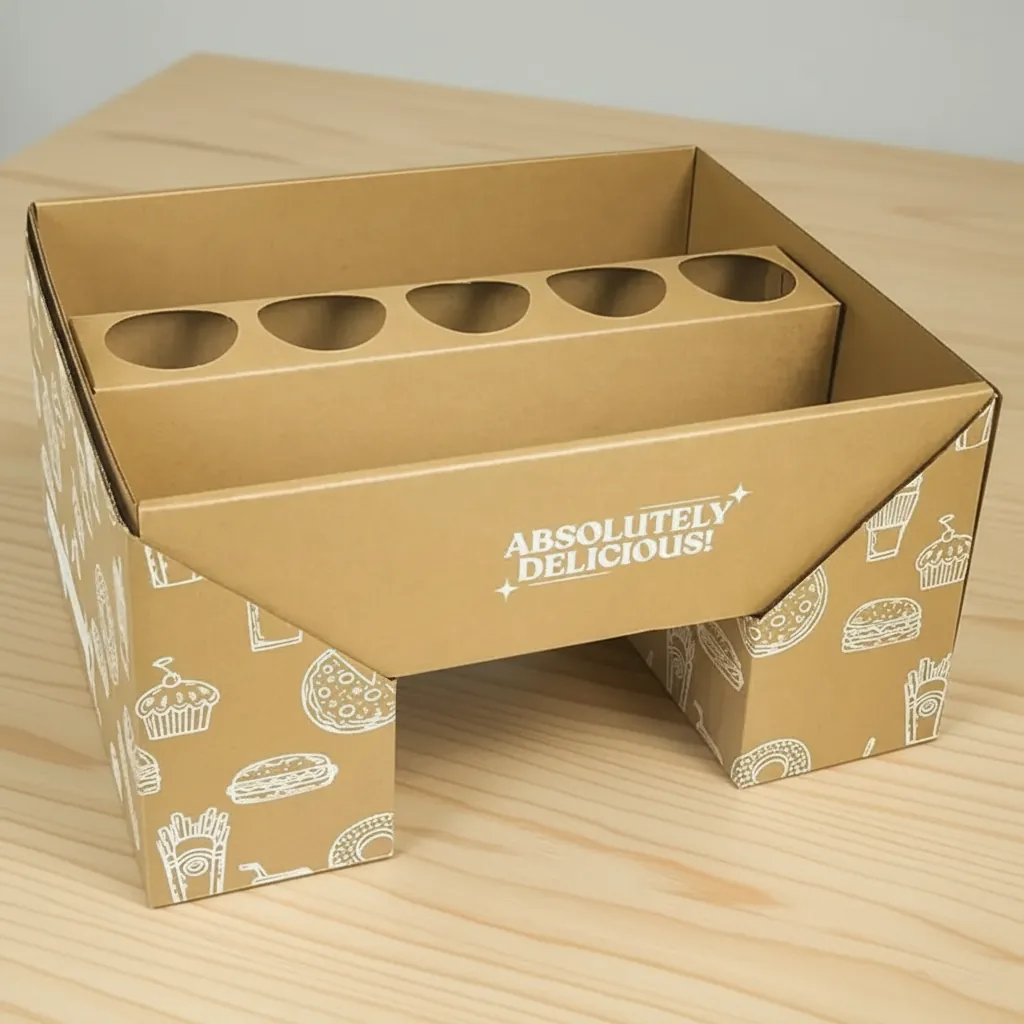 Custom Kraft Corrugated Cup Carrier Tray