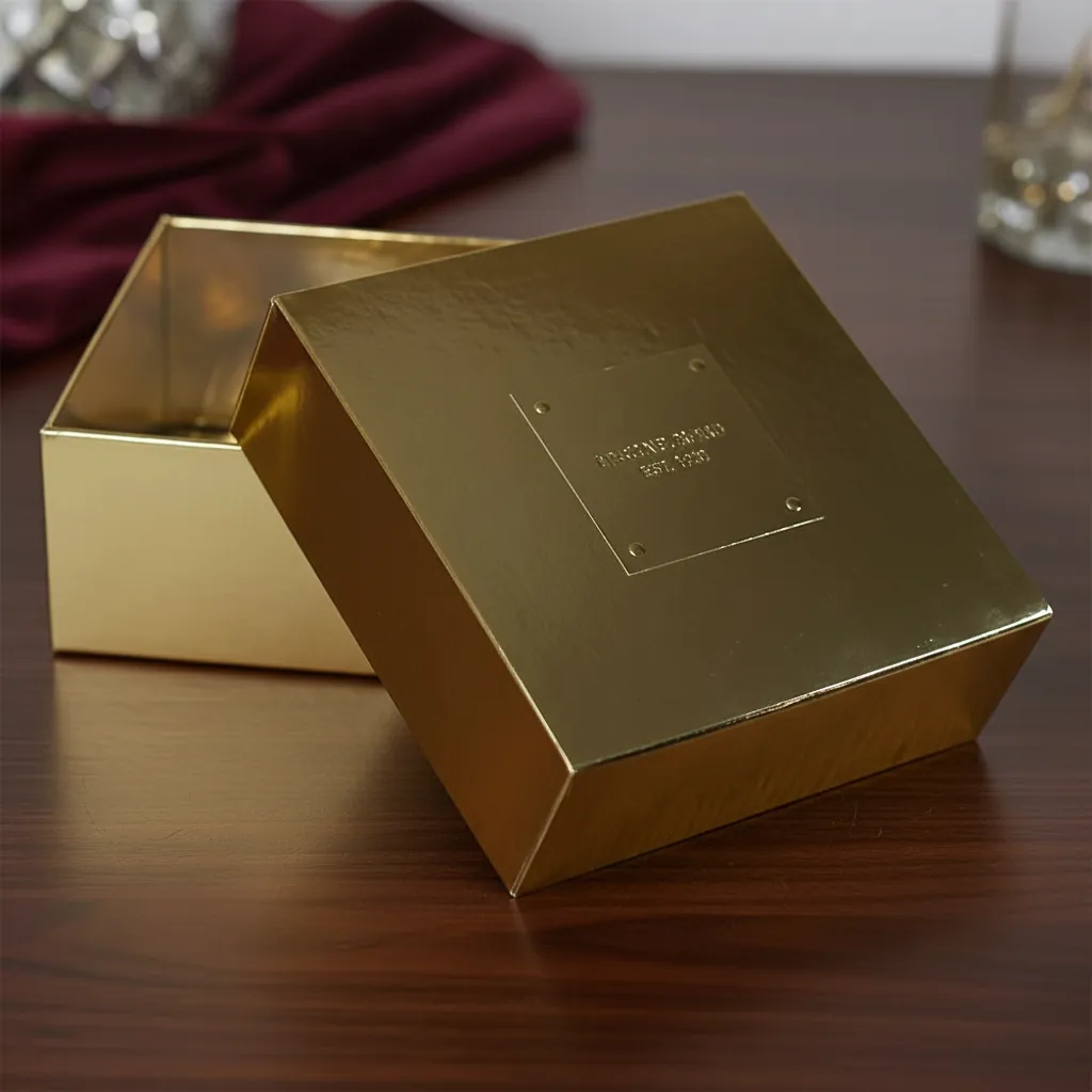 Metallic Gold Wrap Two-Piece Rigid Box 1