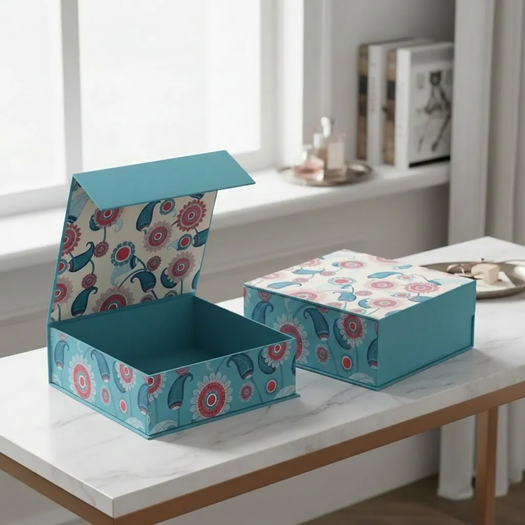 Custom Printed Floral Pattern Magnetic Gift Box 3