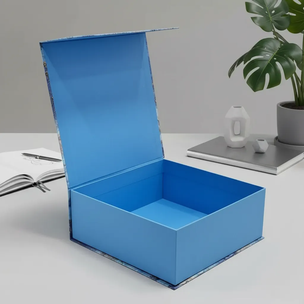 Solid Blue Minimalist Magnetic Rigid Box 1