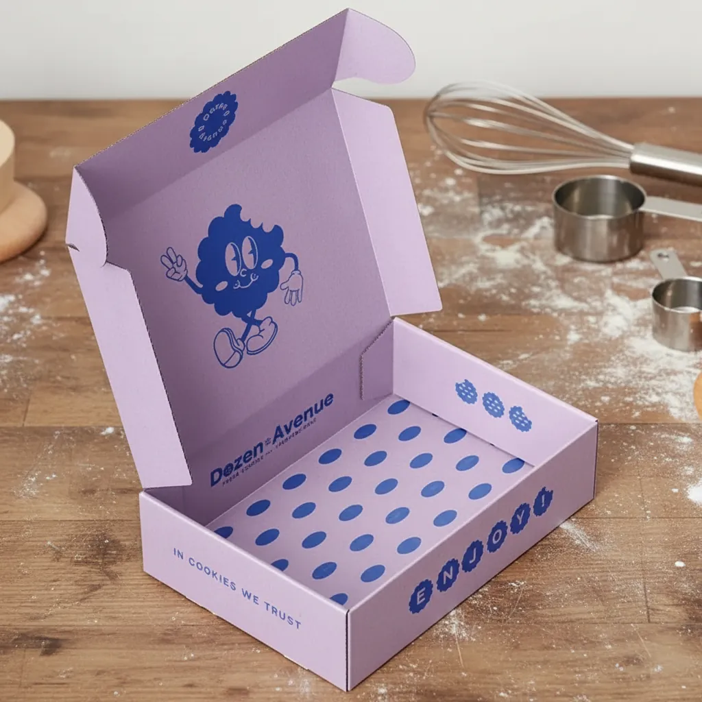 Custom Purple Printed Cookie Mailer Box 1