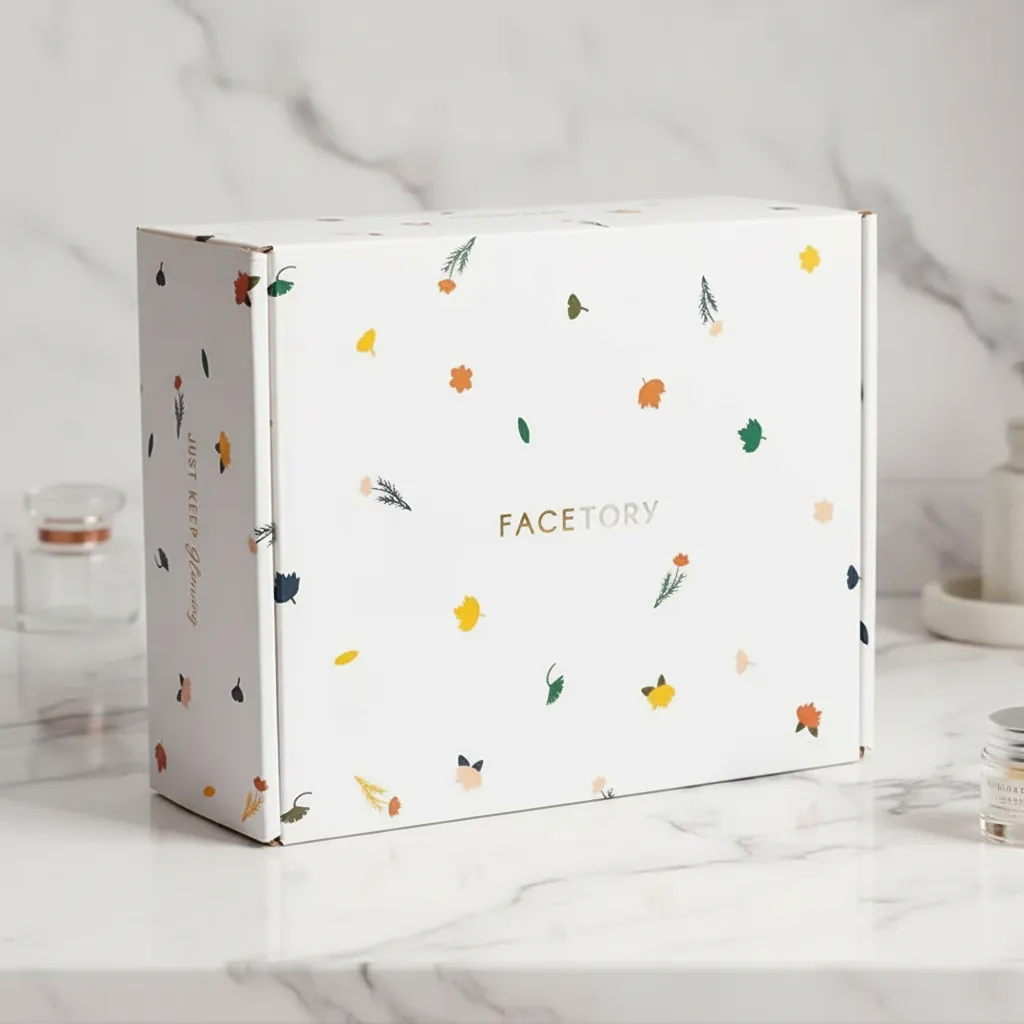 Custom Floral Printed Corrugated Beauty Mailer Box 1