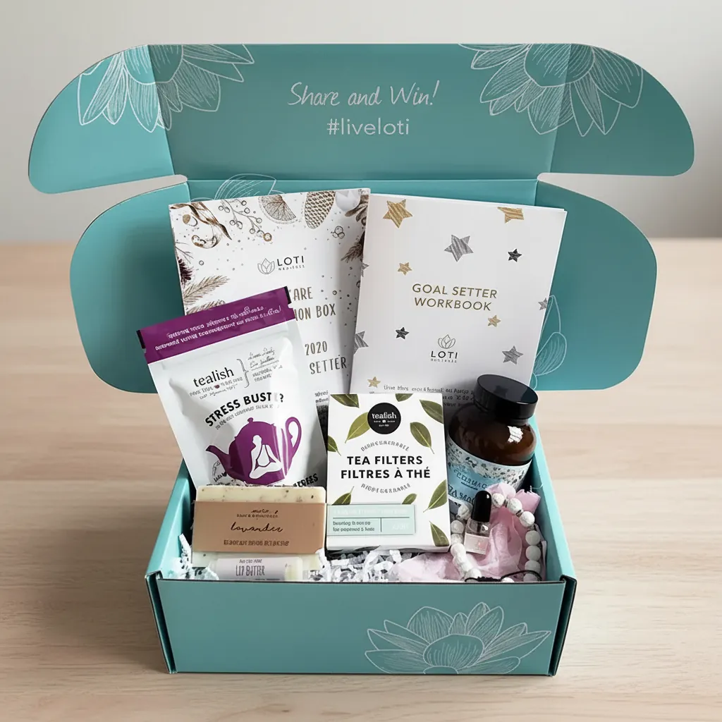 Teal Printed Corrugated Mailer for Wellness Kits 1