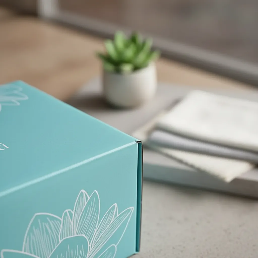 Teal Printed Corrugated Mailer for Wellness Kits 2