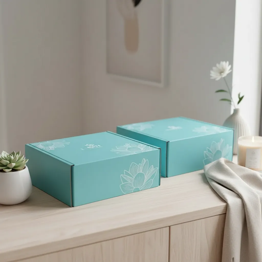 Teal Printed Corrugated Mailer for Wellness Kits 3
