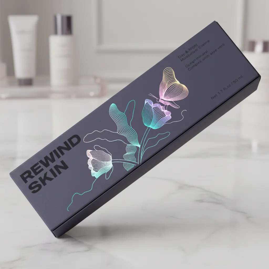 Holographic Foil Stamped Skincare Tuck Carton